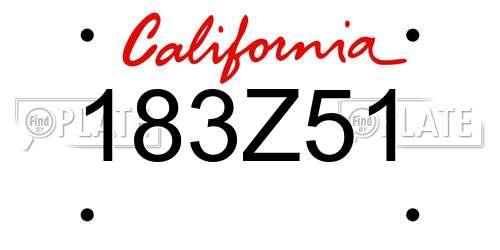183Z51 California License Plate