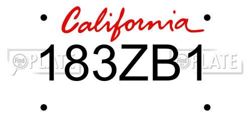 183ZB1 California License Plate
