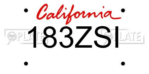 183ZSI California License Plate