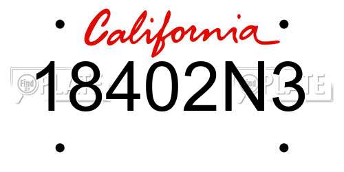18402N3 California License Plate