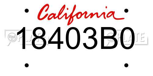 18403B0 California License Plate