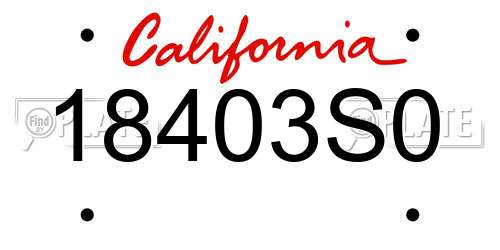 18403S0 California License Plate