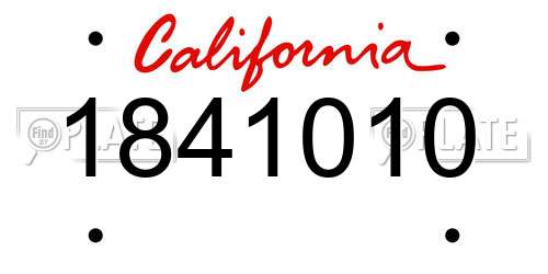 1841010 California License Plate