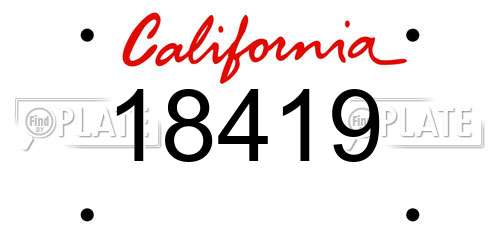 18419 California License Plate