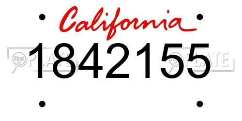 1842155 California License Plate