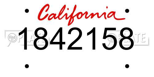 1842158 California License Plate