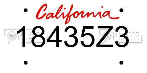 18435Z3 California License Plate