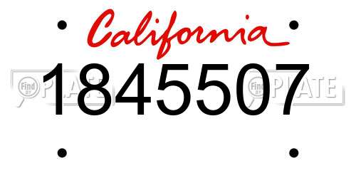 1845507 California License Plate