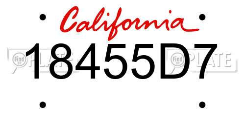 18455D7 California License Plate