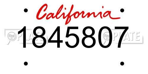 1845807 California License Plate