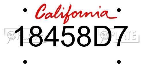 18458D7 California License Plate