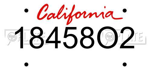 18458O2 California License Plate
