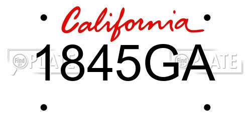 1845GA California License Plate