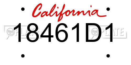 18461D1 California License Plate