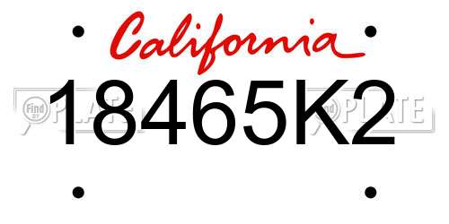 18465K2 California License Plate