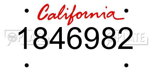 1846982 California License Plate