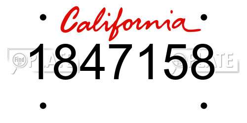 1847158 California License Plate