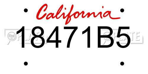 18471B5 California License Plate