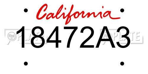 18472A3 California License Plate