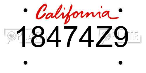 18474Z9 California License Plate
