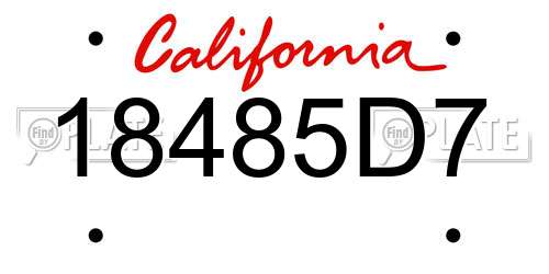 18485D7 California License Plate