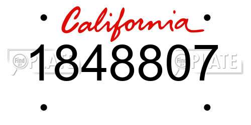 1848807 California License Plate