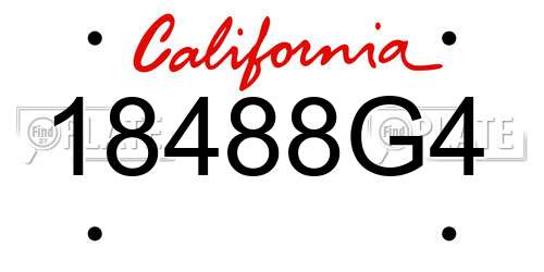 18488G4 California License Plate