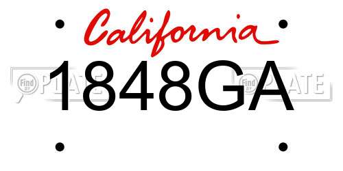 1848GA California License Plate