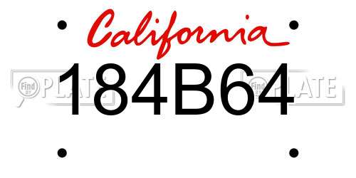 184B64 California License Plate