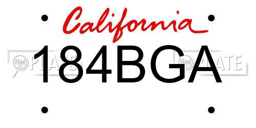 184BGA California License Plate