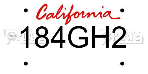 184GH2 California License Plate