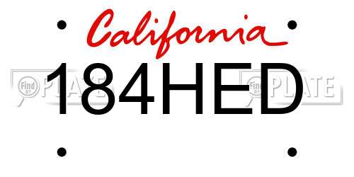 184HED California License Plate
