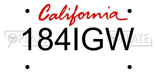 184IGW California License Plate