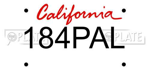 184PAL California License Plate