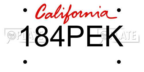 184PEK California License Plate