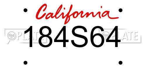 184S64 California License Plate