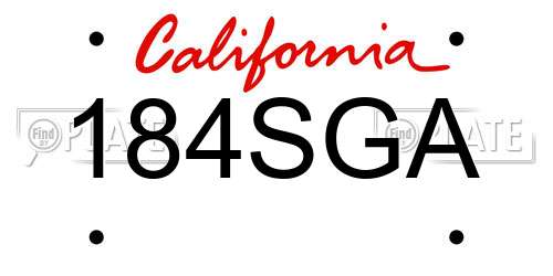 184SGA California License Plate