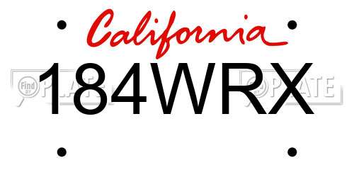 184WRX California License Plate