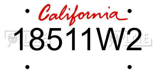 18511W2 California License Plate