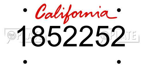 1852252 California License Plate
