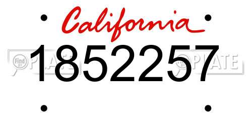 1852257 California License Plate