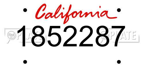 1852287 California License Plate