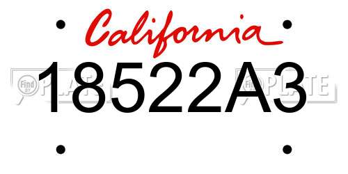 18522A3 California License Plate