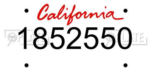 1852550 California License Plate