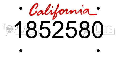 1852580 California License Plate