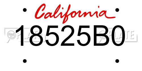 18525B0 California License Plate