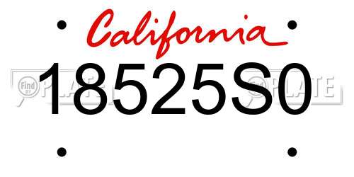 18525S0 California License Plate