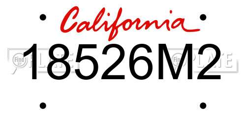 18526M2 California License Plate