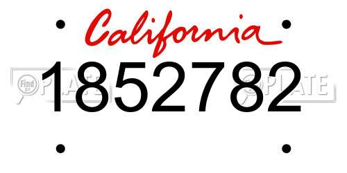 1852782 California License Plate