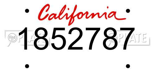 1852787 California License Plate
